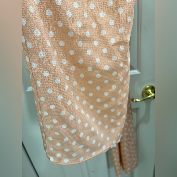 Sage The Label Diamonds & Pearls Overall Jumpsuit Blush Pink Polka Dot Wide Leg - Picture 10 of 15